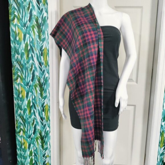 NWT Vineyard Vines Cashmere Scarf Red Green And Blue Plaid Tartan Scarf - Picture 2 of 8